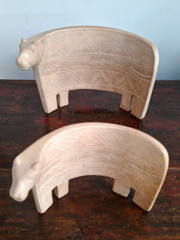 South African Carved Alabaster Stone Cows