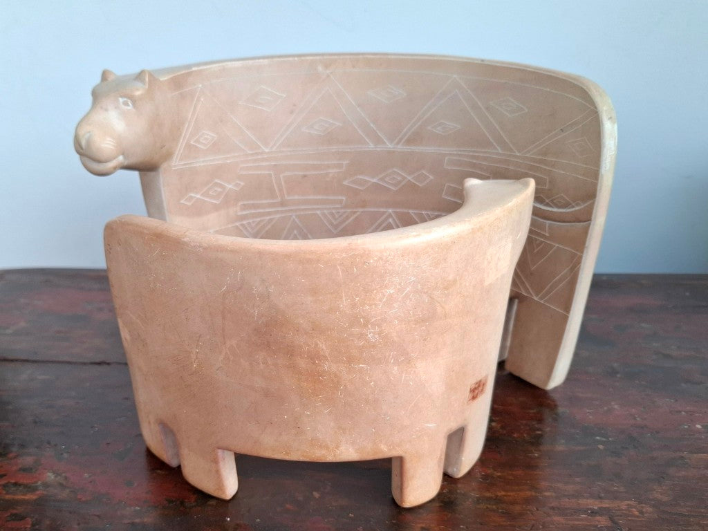 South African Carved Alabaster Stone Cows