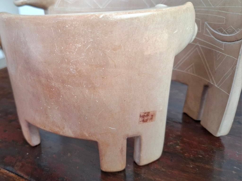 South African Carved Alabaster Stone Cows