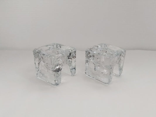 Pair of Juhava of Finland MCM Glass Candle Stick Holders