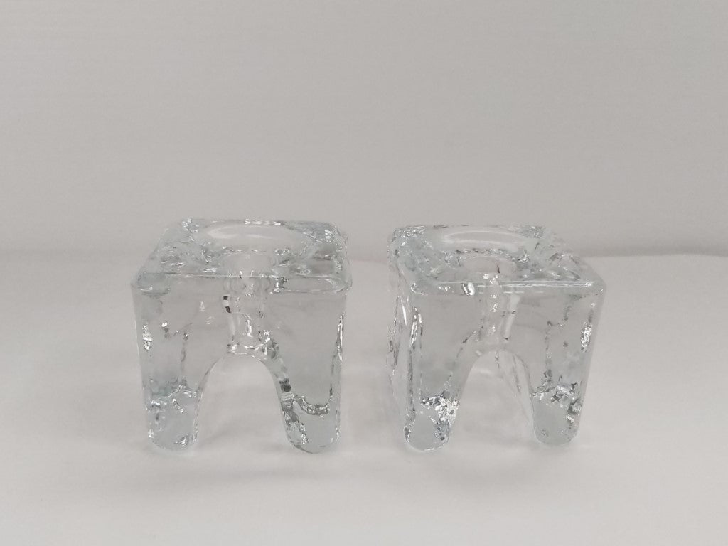 Pair of Juhava of Finland MCM Glass Candle Stick Holders