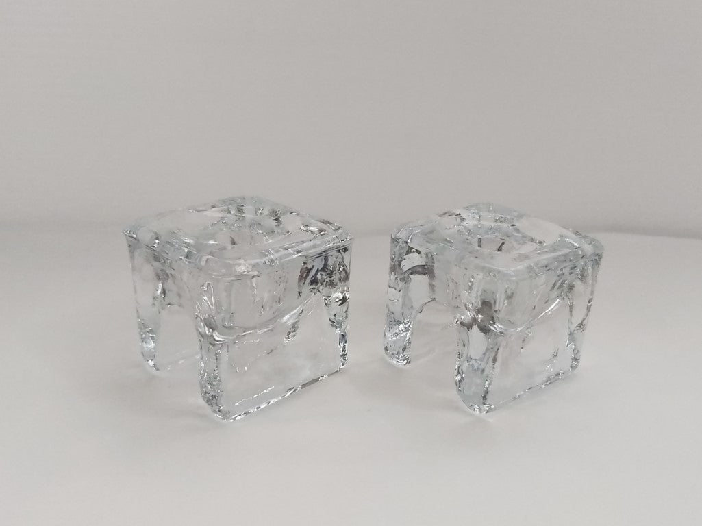 Pair of Juhava of Finland MCM Glass Candle Stick Holders