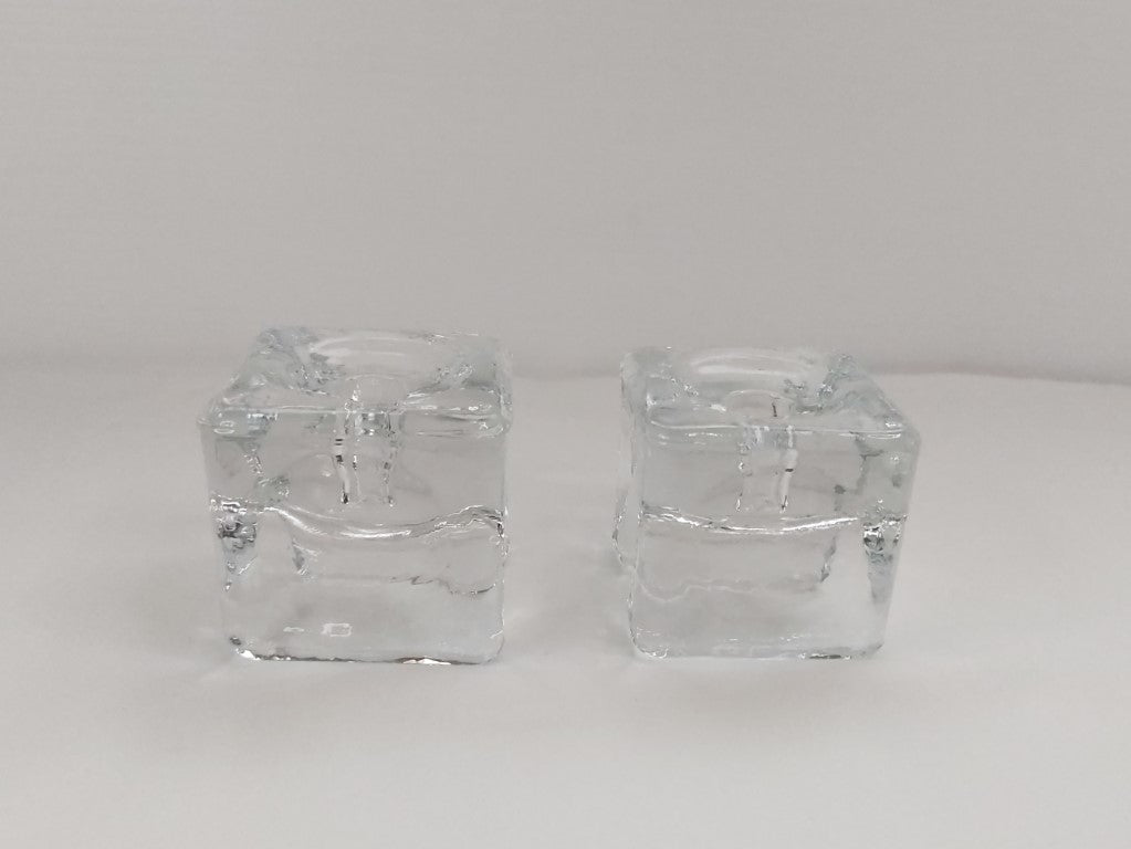 Pair of Juhava of Finland MCM Glass Candle Stick Holders