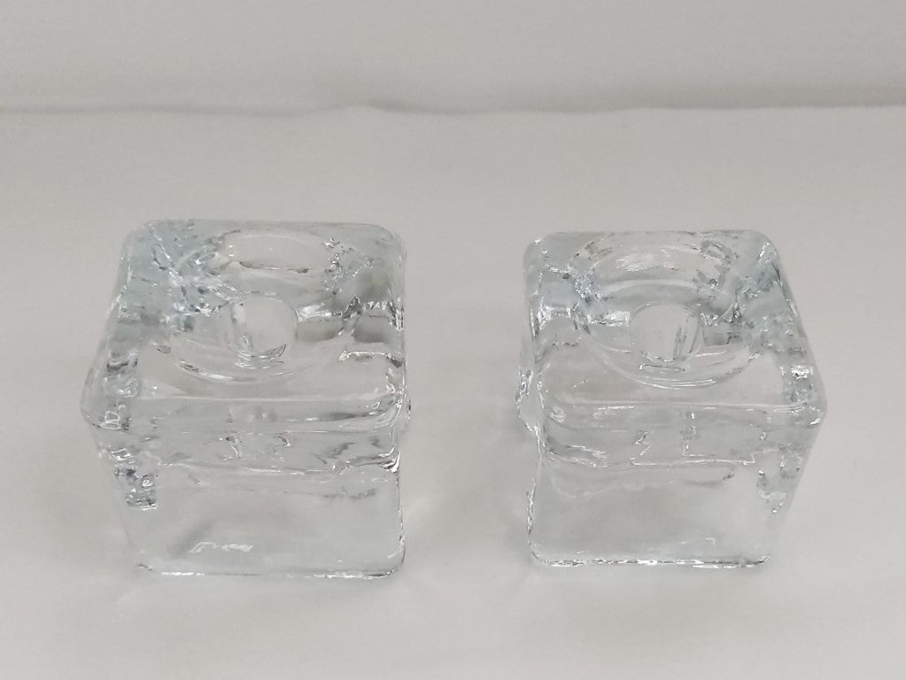 Pair of Juhava of Finland MCM Glass Candle Stick Holders