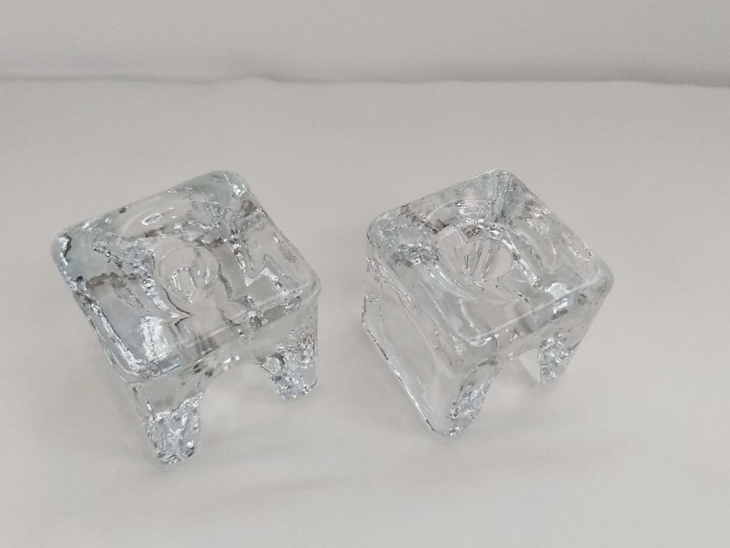 Pair of Juhava of Finland MCM Glass Candle Stick Holders