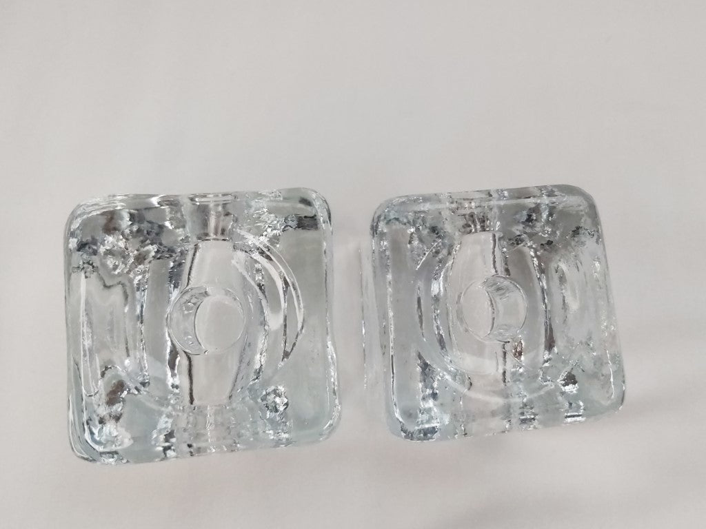 Pair of Juhava of Finland MCM Glass Candle Stick Holders