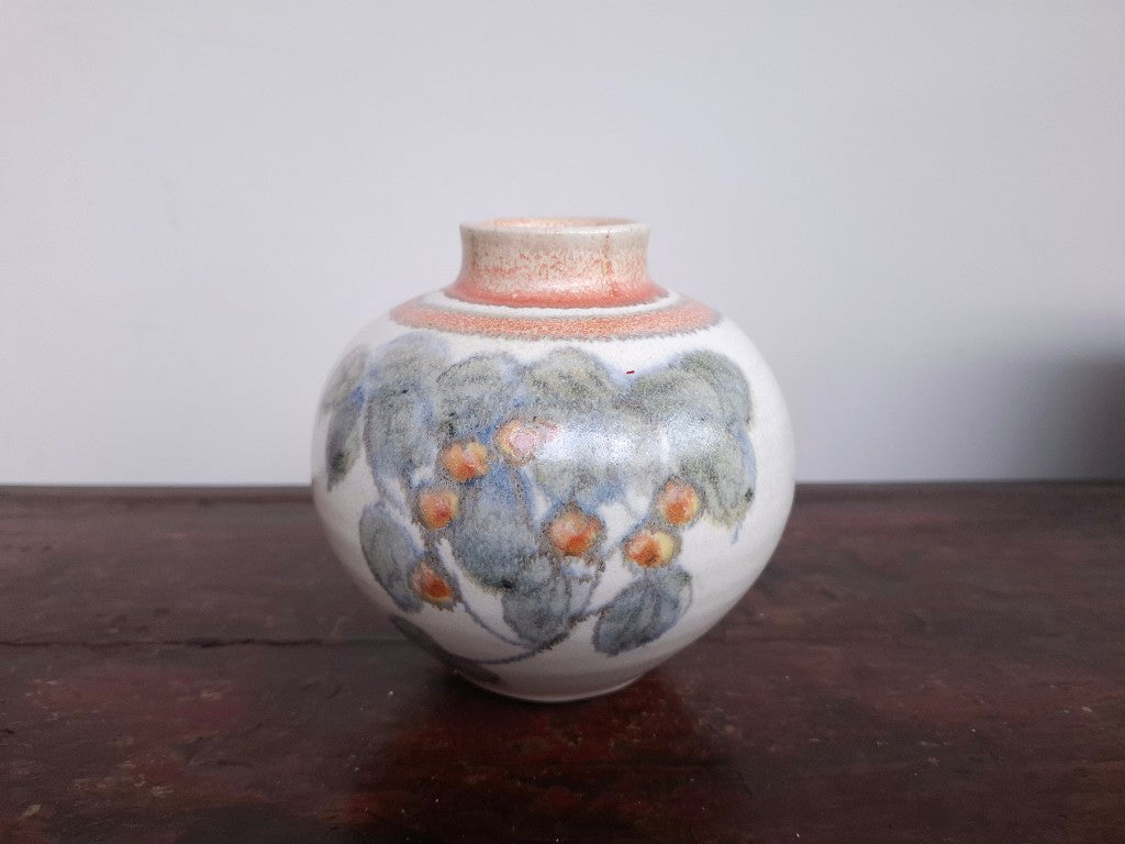Pretty Spherical Vase with Leaves and Berries