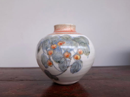 Pretty Spherical Vase with Leaves and Berries