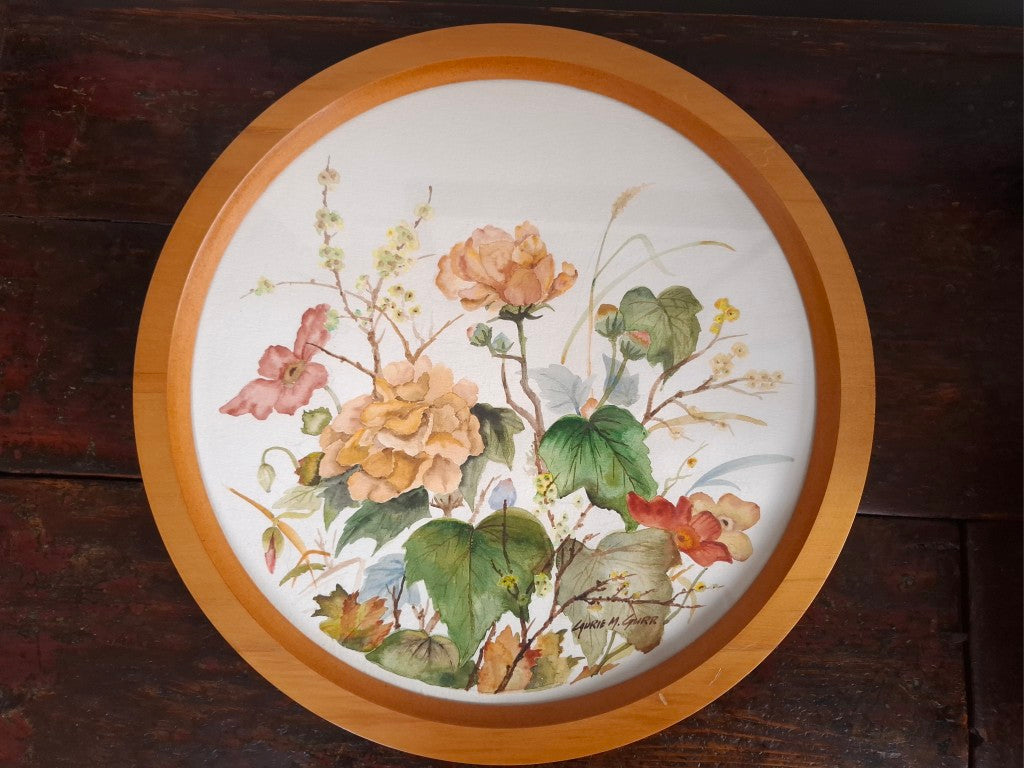 Round Framed Watercolour Painting by NZ Artist Laurie M Gurr