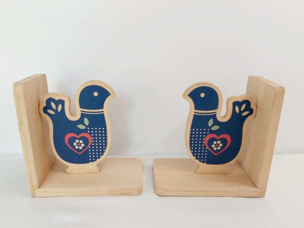 Pair of Wood Scandi Bird Bookends
