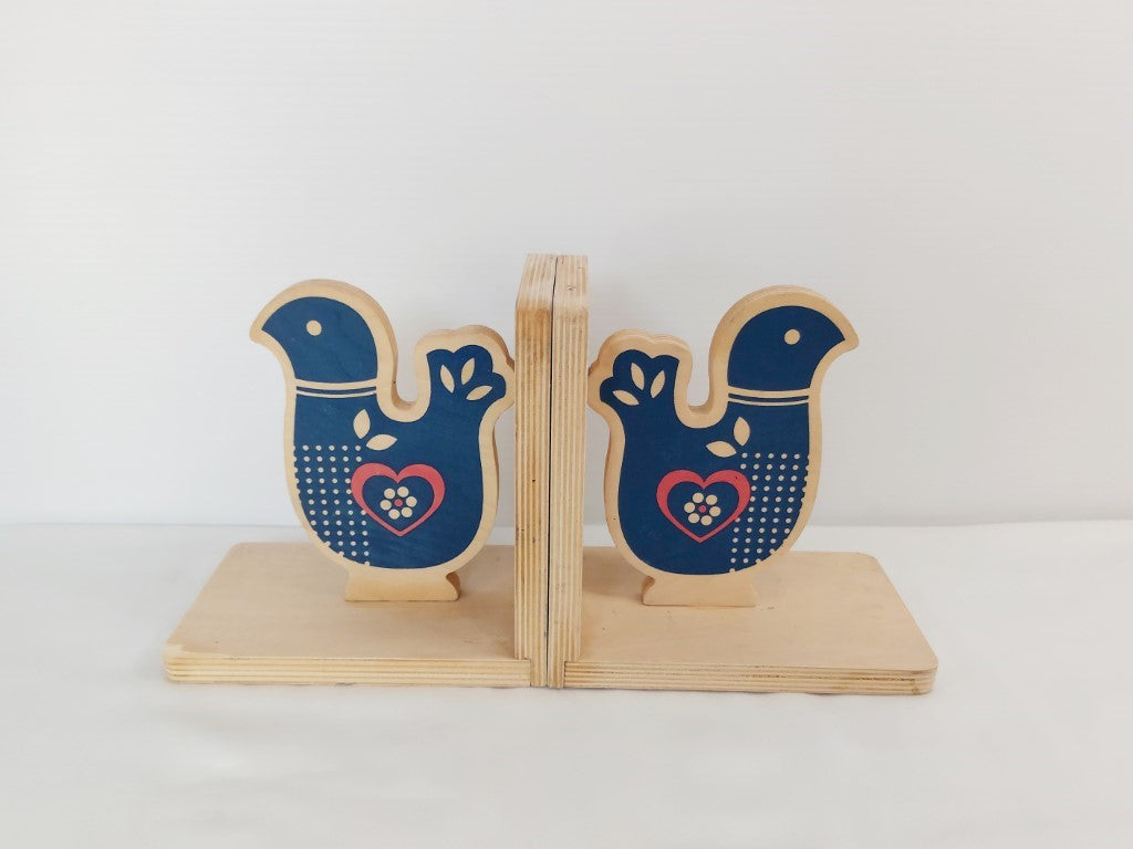 Pair of Wood Scandi Bird Bookends