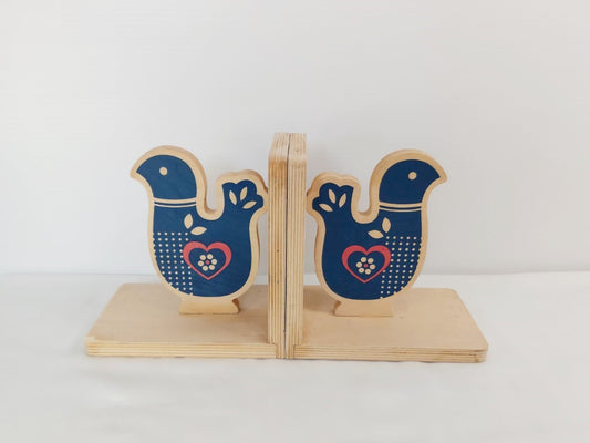 Pair of Wood Scandi Bird Bookends