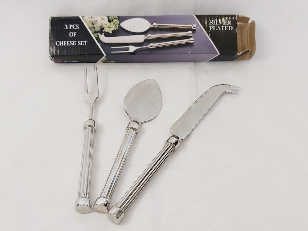 3 Piece Silver Plated Cheese Knife Set - New In Box
