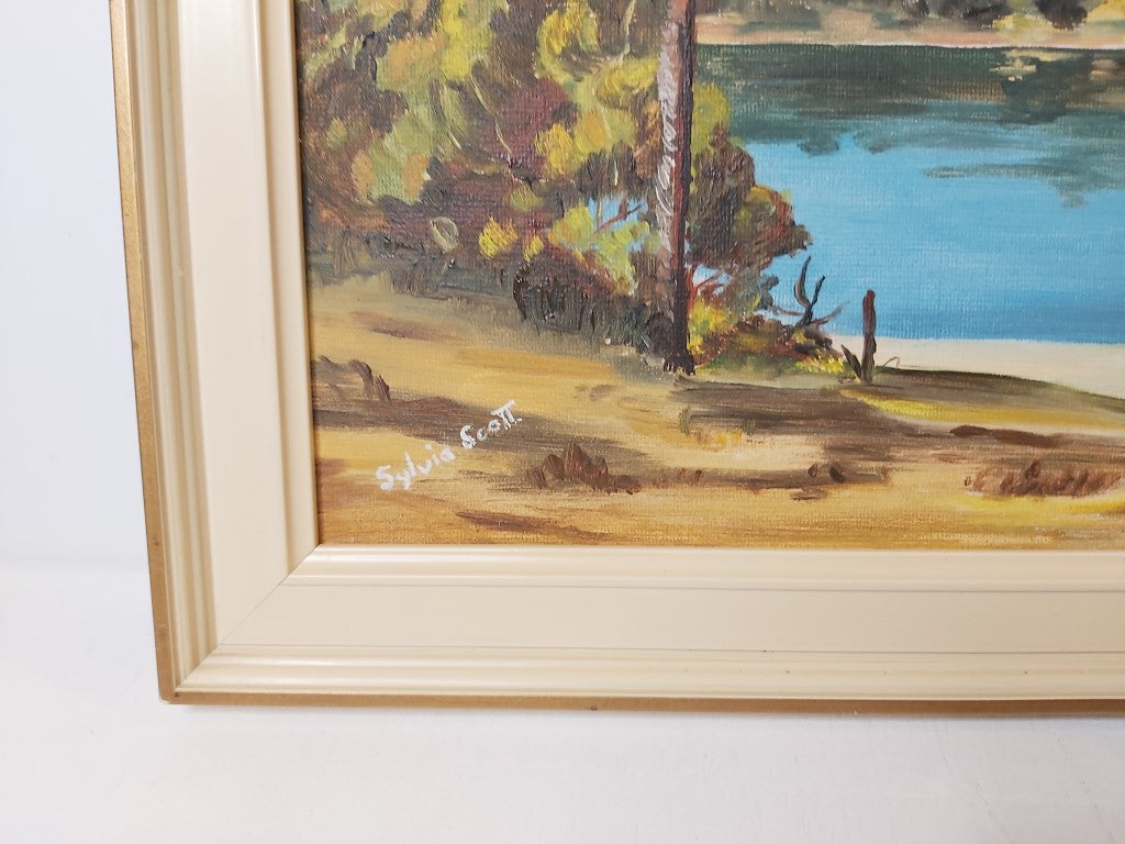 Vibrant Mid Century NZ Oil Painting in Original Frame