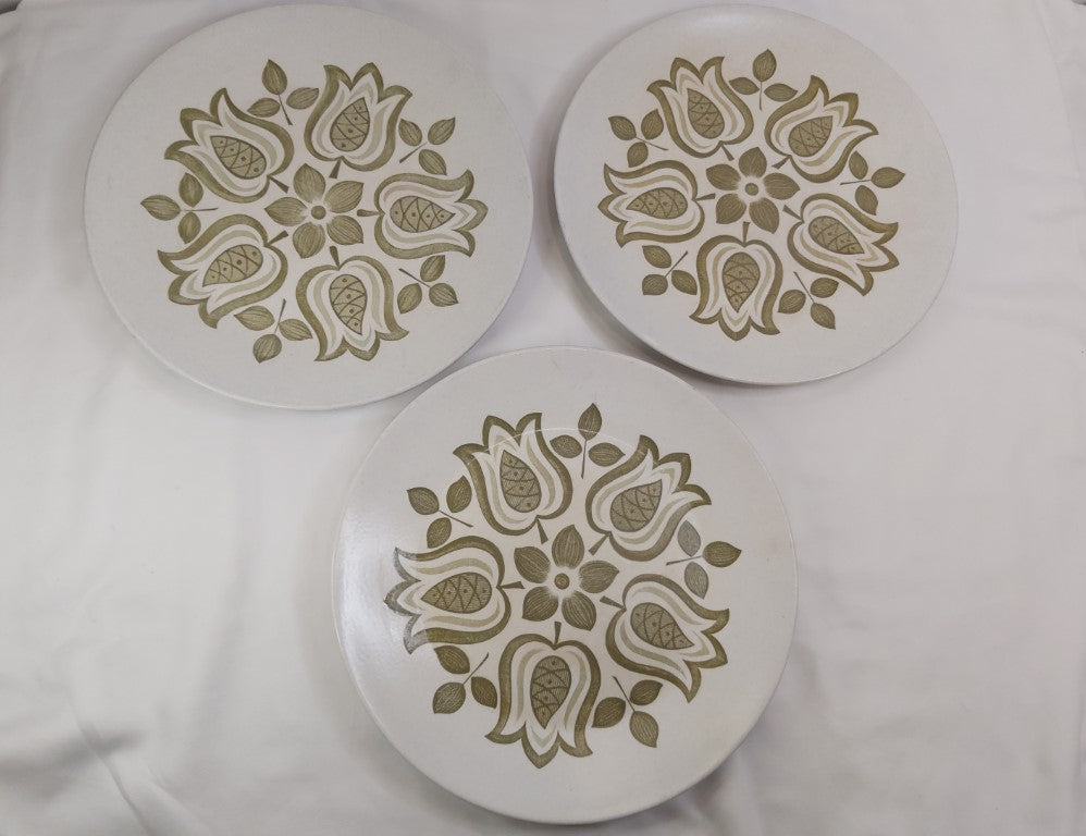 3 MCM Meakin Tulip Time Dinner Plates