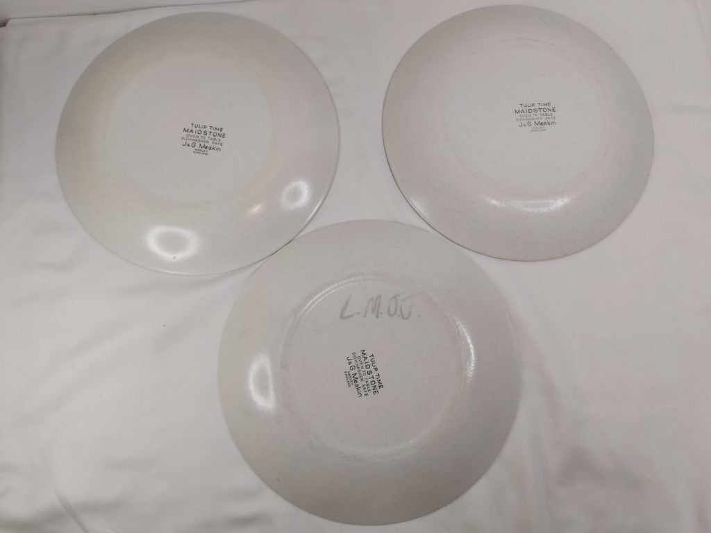 3 MCM Meakin Tulip Time Dinner Plates