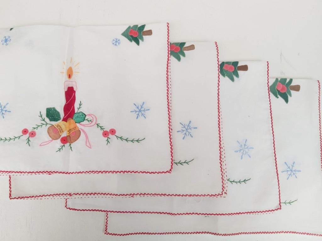 Vintage Christmas Applique Placemats Set of 4