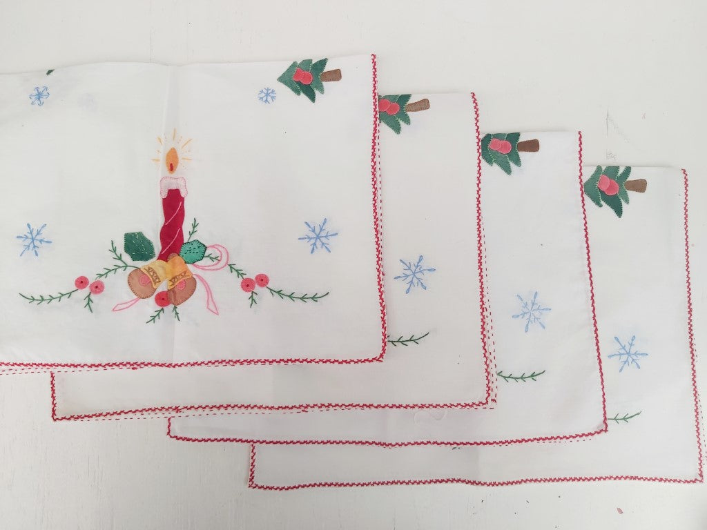 Vintage Christmas Applique Placemats Set of 4