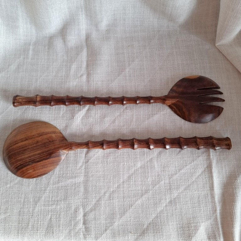 Vintage Large Wood Salad Servers