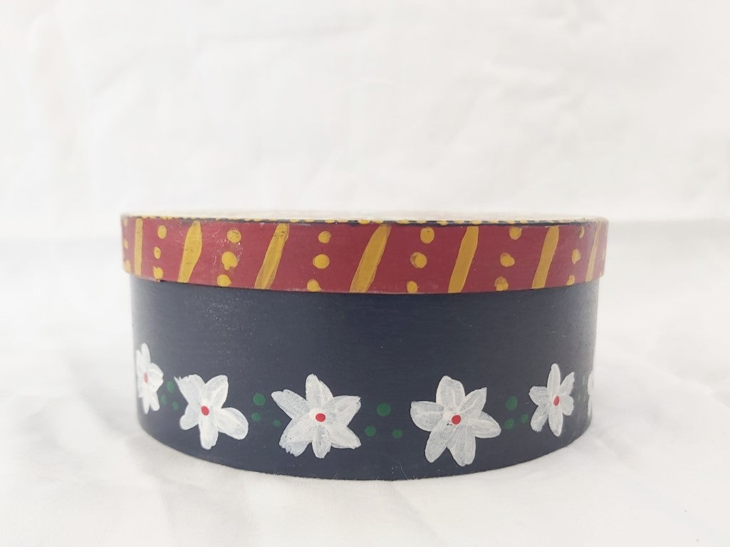 Vintage Folk Art Hand Painted Wood Box
