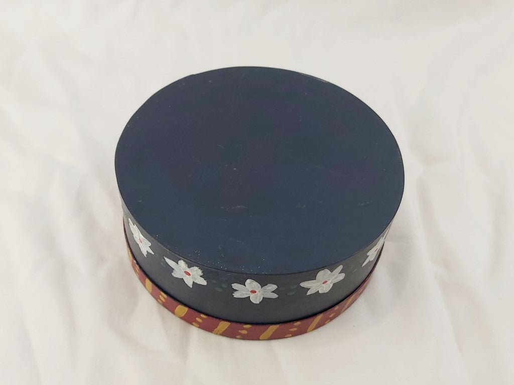 Vintage Folk Art Hand Painted Wood Box