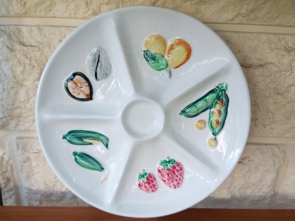 Vintage Majolica 6 Segment Serving Dish