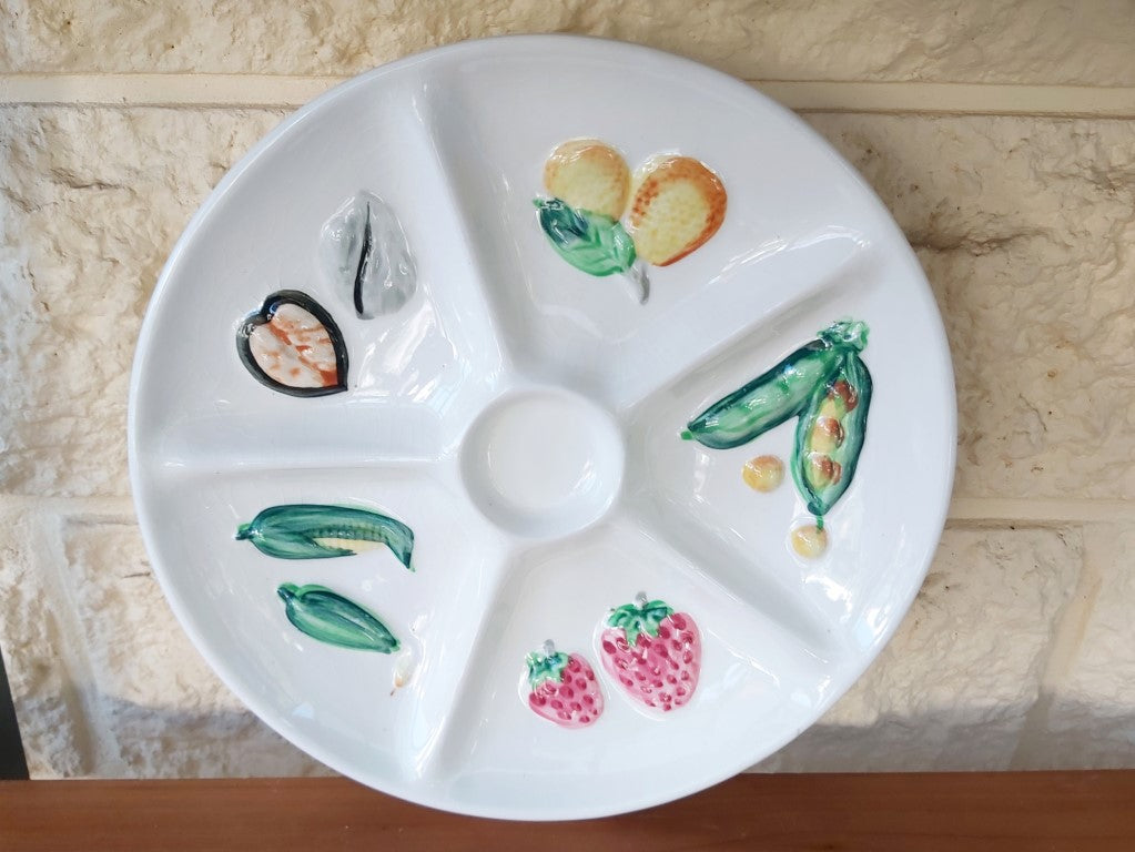 Vintage Majolica 6 Segment Serving Dish