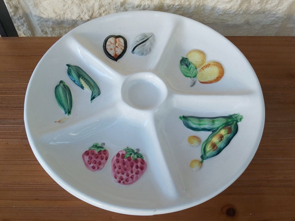 Vintage Majolica 6 Segment Serving Dish