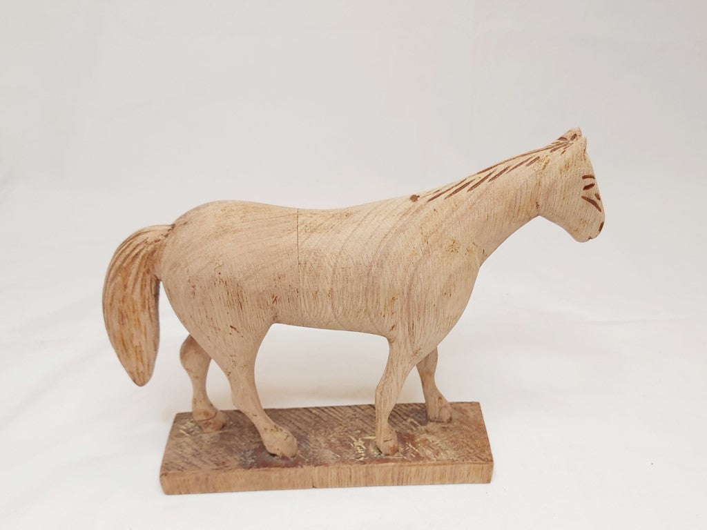 Rustic Folk Style Hand Carved Horse Sculpture Decor