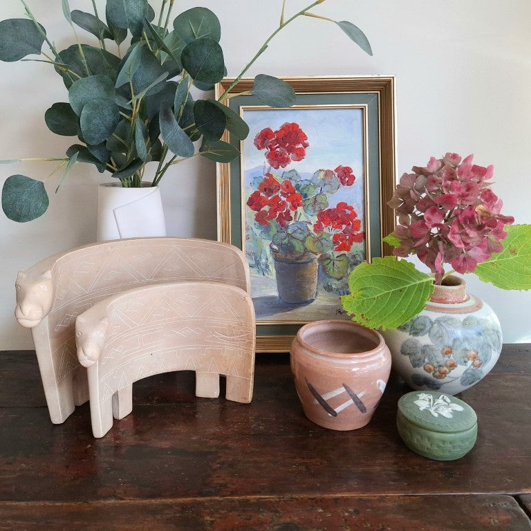 South African Carved Alabaster Stone Cows