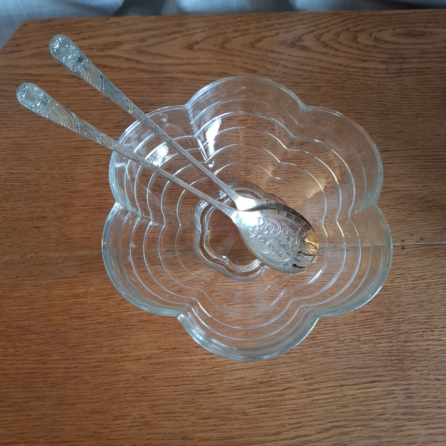 1950's Pressed Glass Flower Shaped Fruit Bowl