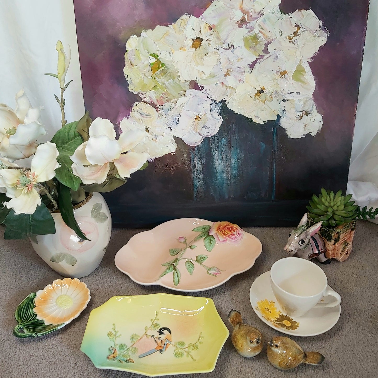 White Bouquet Oil Painting by Hayley Henderson