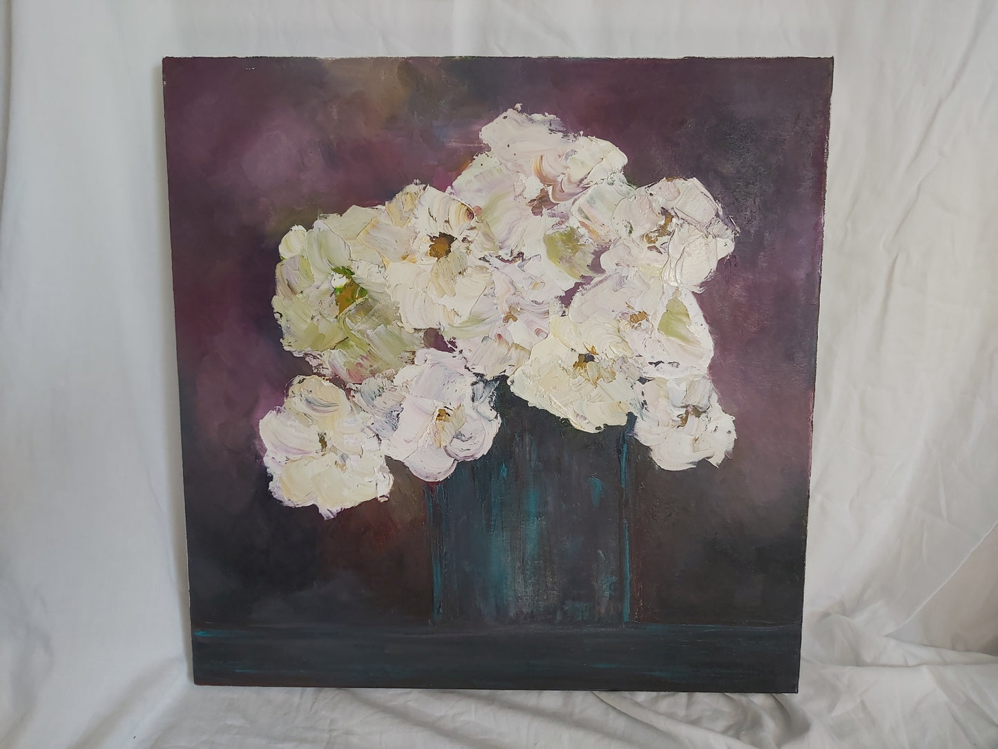 White Bouquet Oil Painting by Hayley Henderson