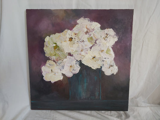 White Bouquet Oil Painting by Hayley Henderson