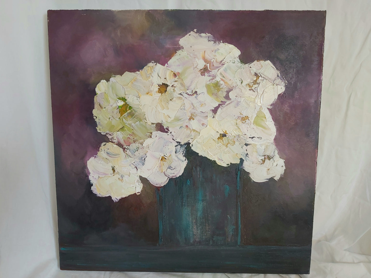White Bouquet Oil Painting by Hayley Henderson