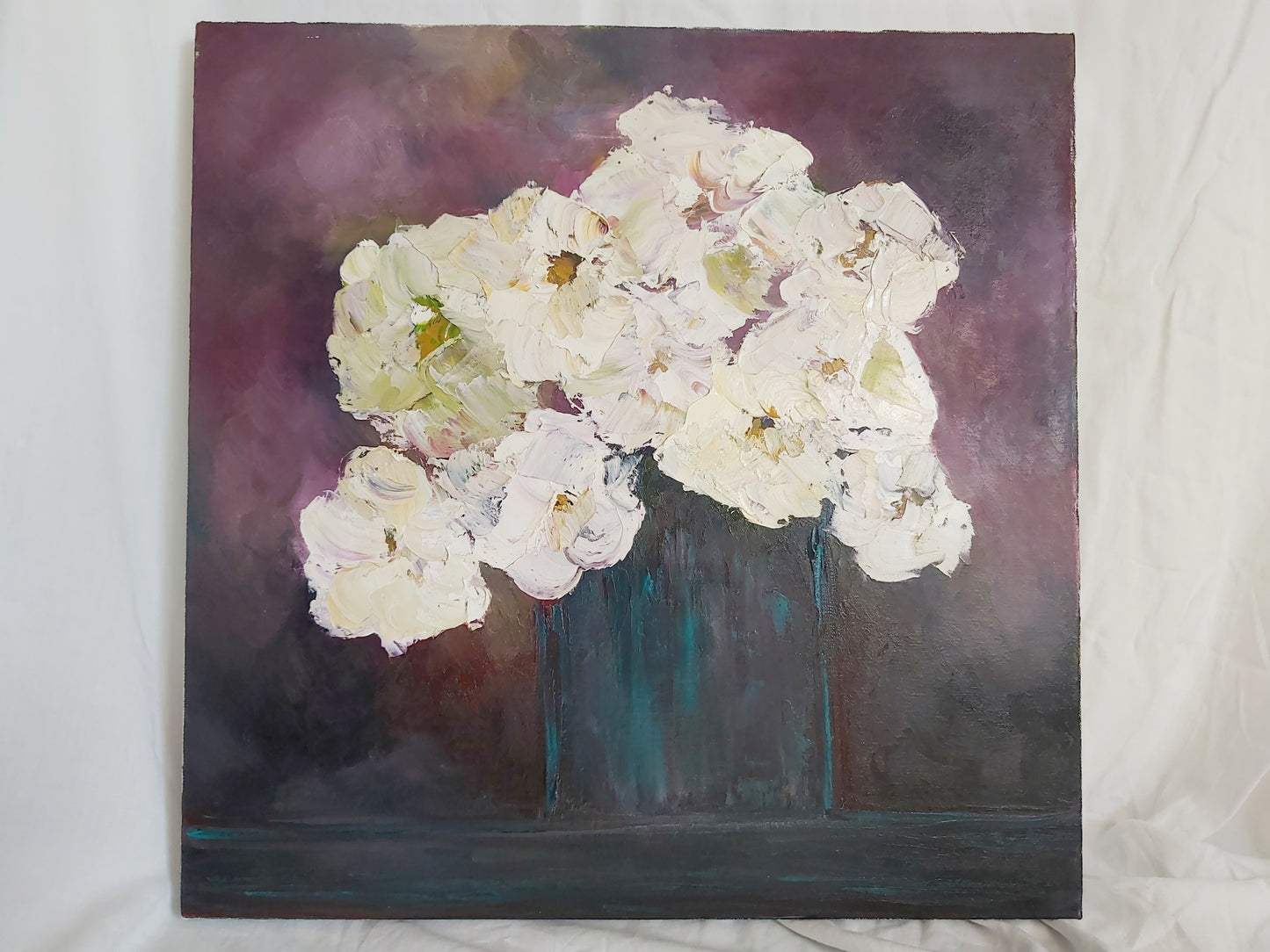 White Bouquet Oil Painting by Hayley Henderson