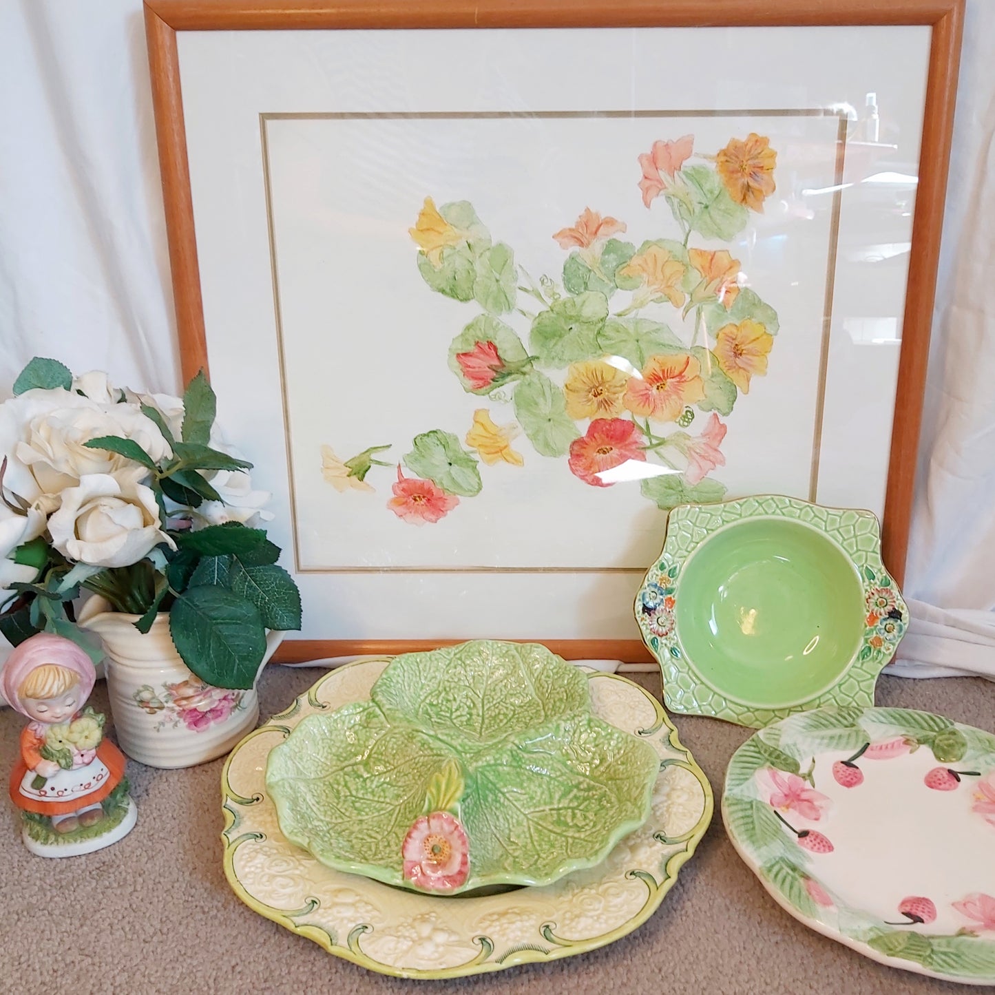 Nasturtiums Watercolour by L Cowan