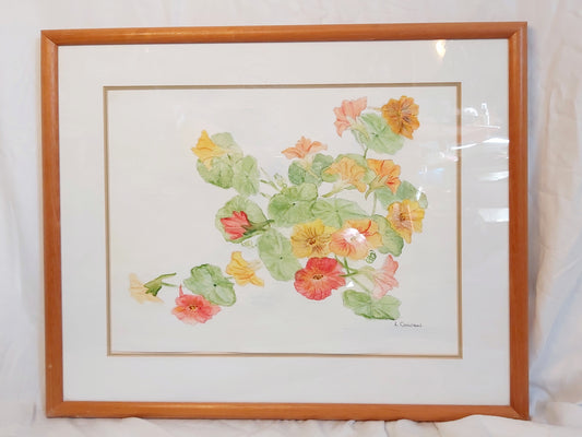 Nasturtiums Watercolour by L Cowan