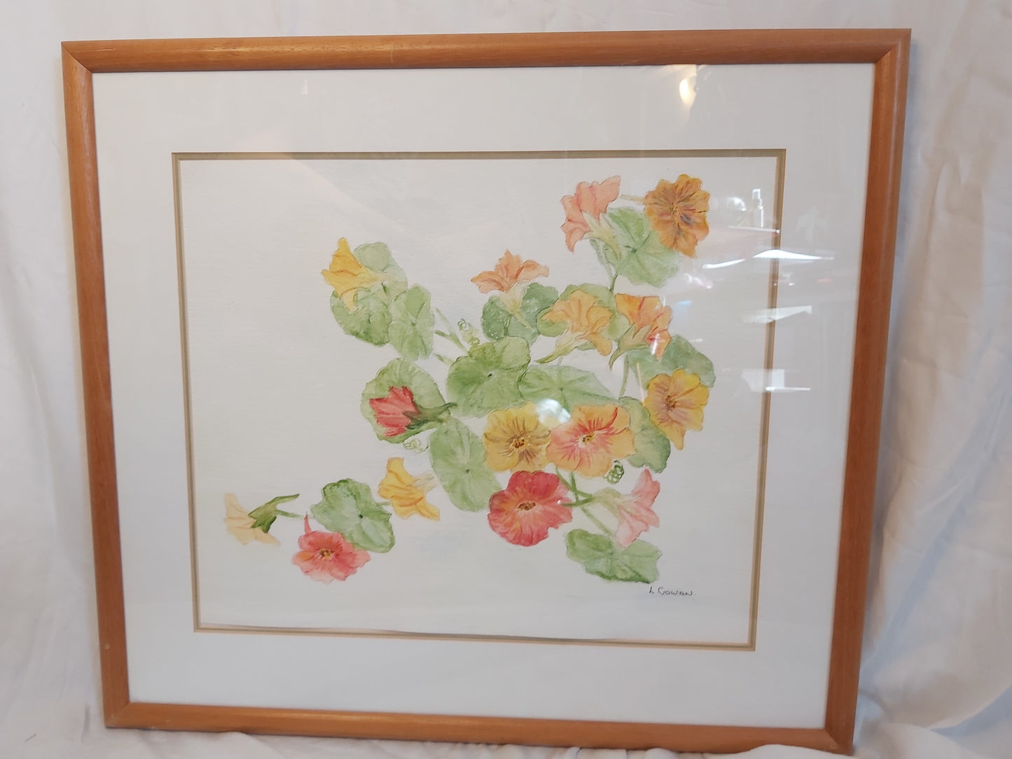 Nasturtiums Watercolour by L Cowan