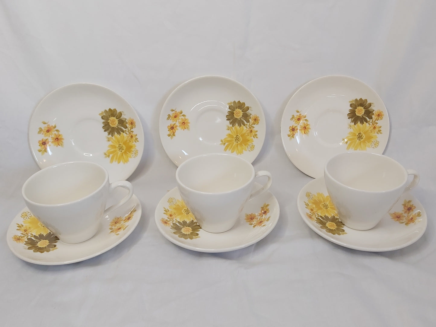 Crown Lynn Topaz 3 Cups and 6 Saucers