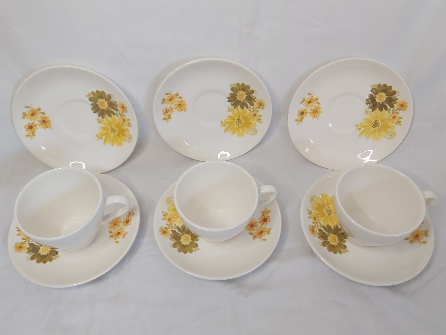 Crown Lynn Topaz 3 Cups and 6 Saucers