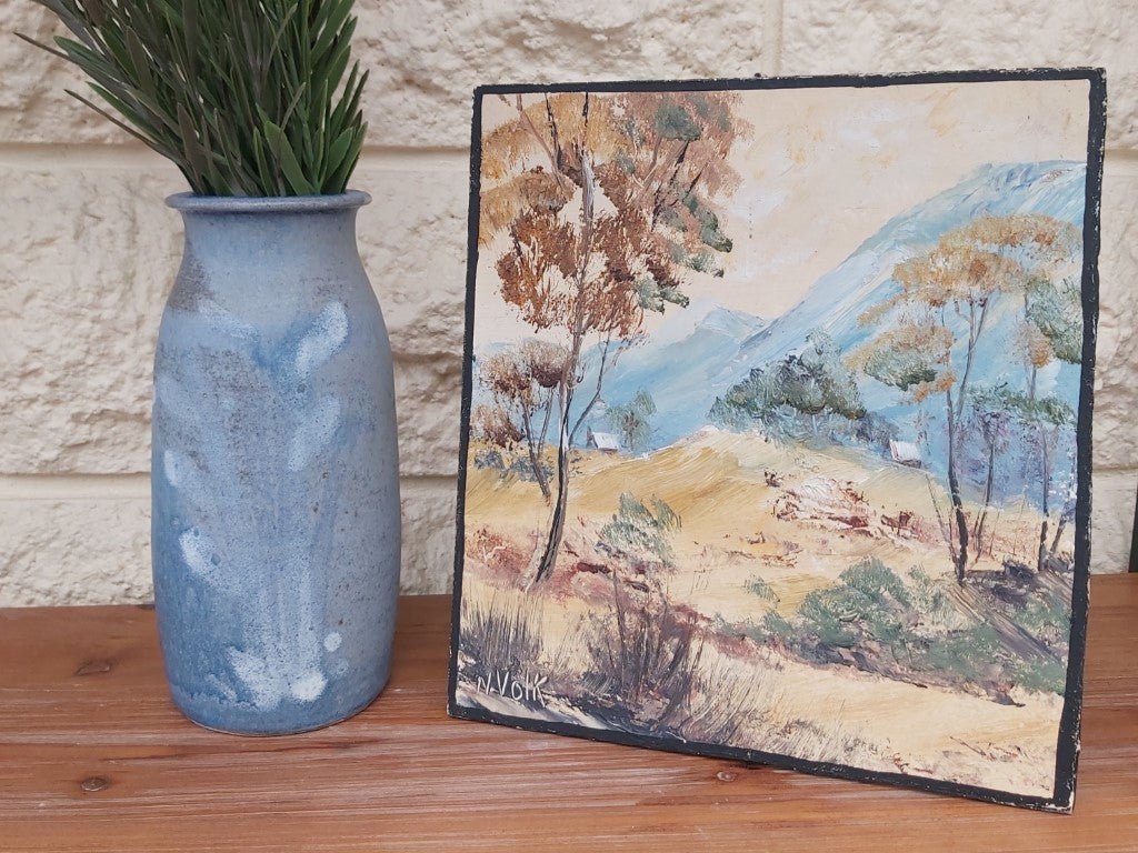 Blue Japanese Style Glazed Studio Pottery Vase