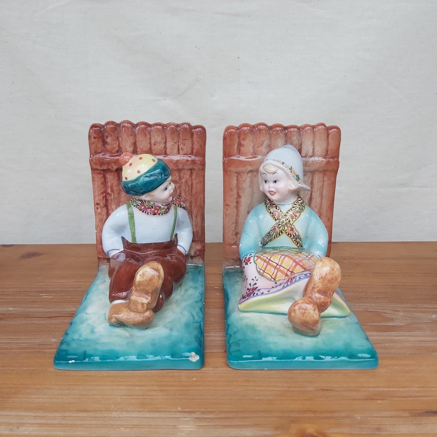 Vintage Dutch Children Figurine Bookends