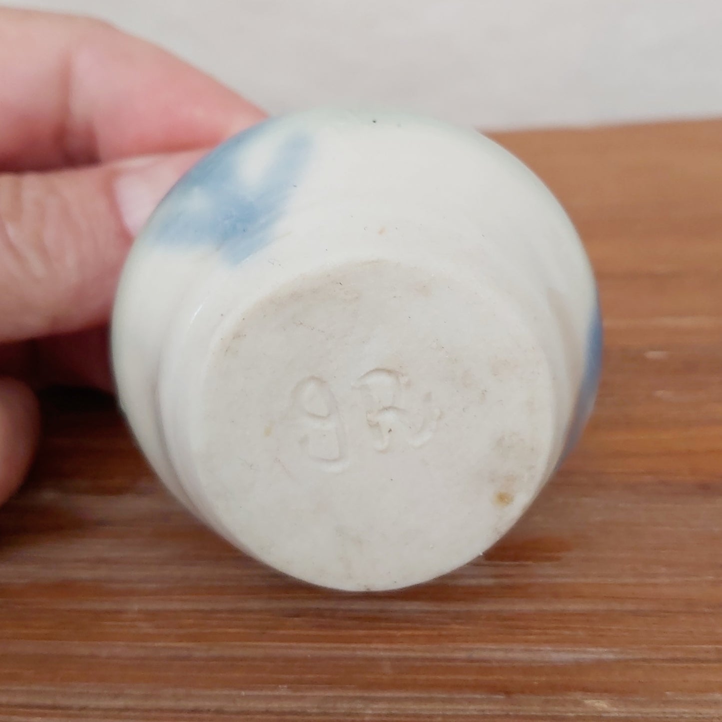 Ruffle Rim Ceramic Bud Vase Signed