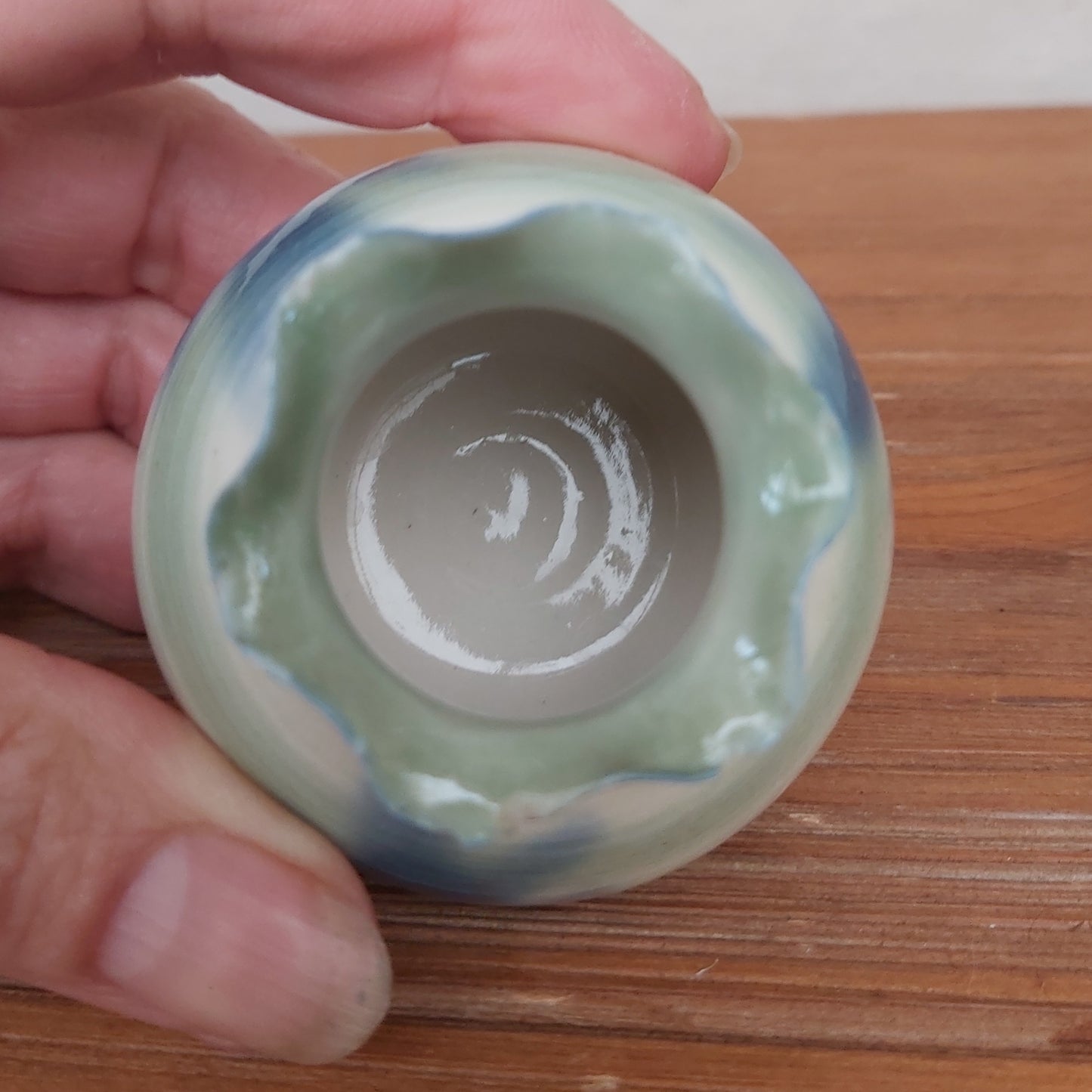 Ruffle Rim Ceramic Bud Vase Signed