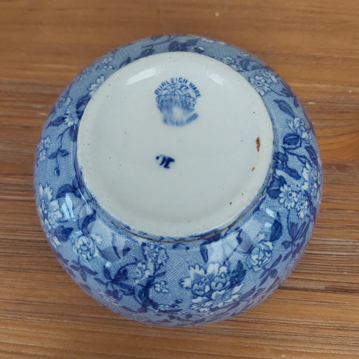 Antique Rare Burleigh Ware Blue Chintz Bowl with Gold Rim
