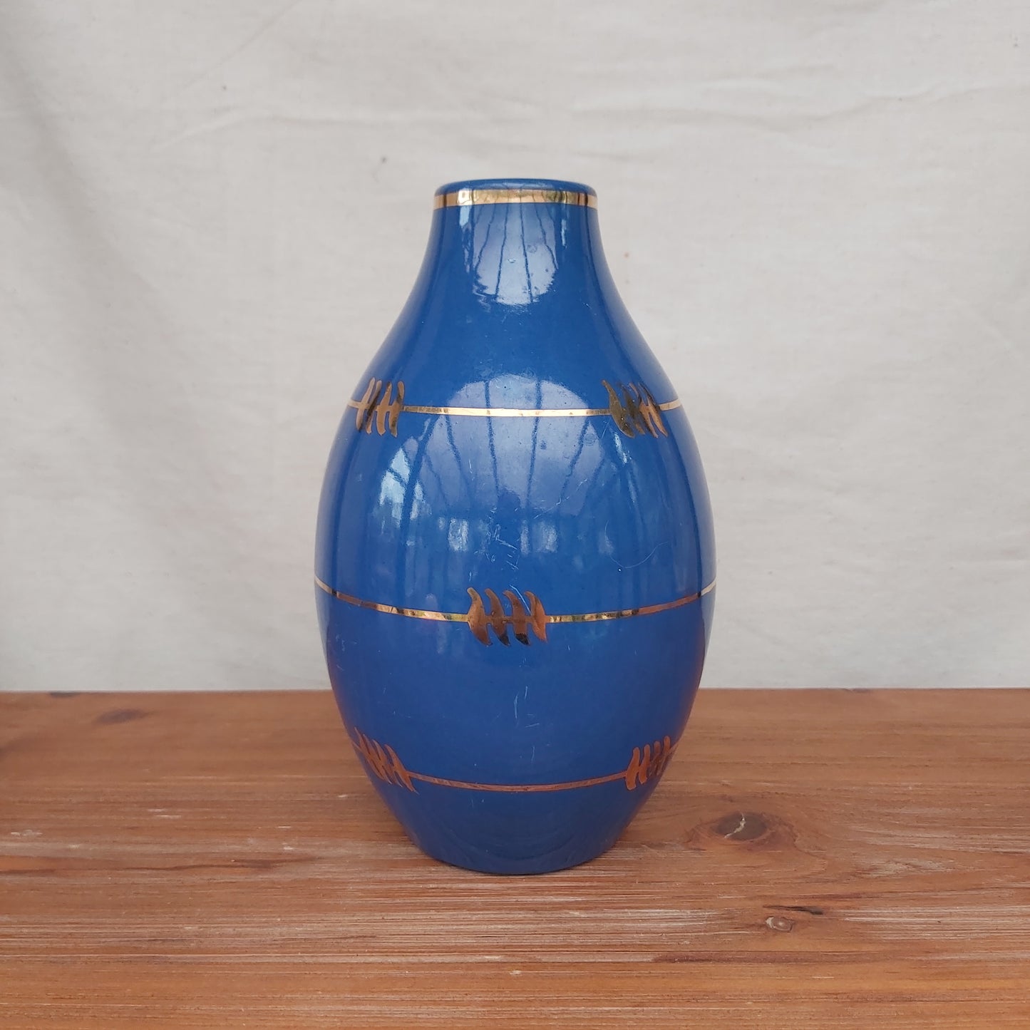 Vintage Nittsjo Keramik Cobalt Blue Vase