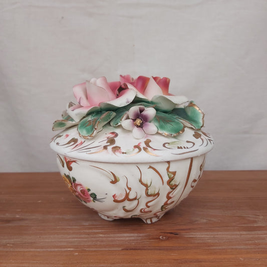 Capodimonte Style Floral Italian Trinket Box