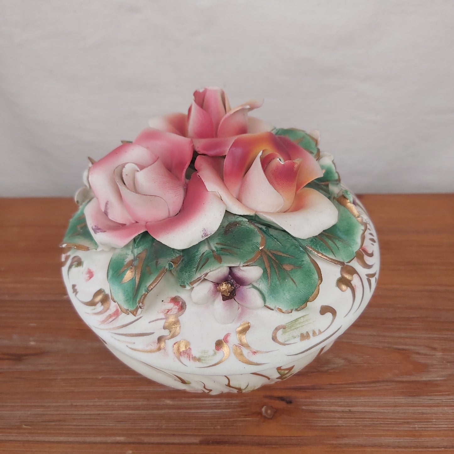 Capodimonte Style Floral Italian Trinket Box