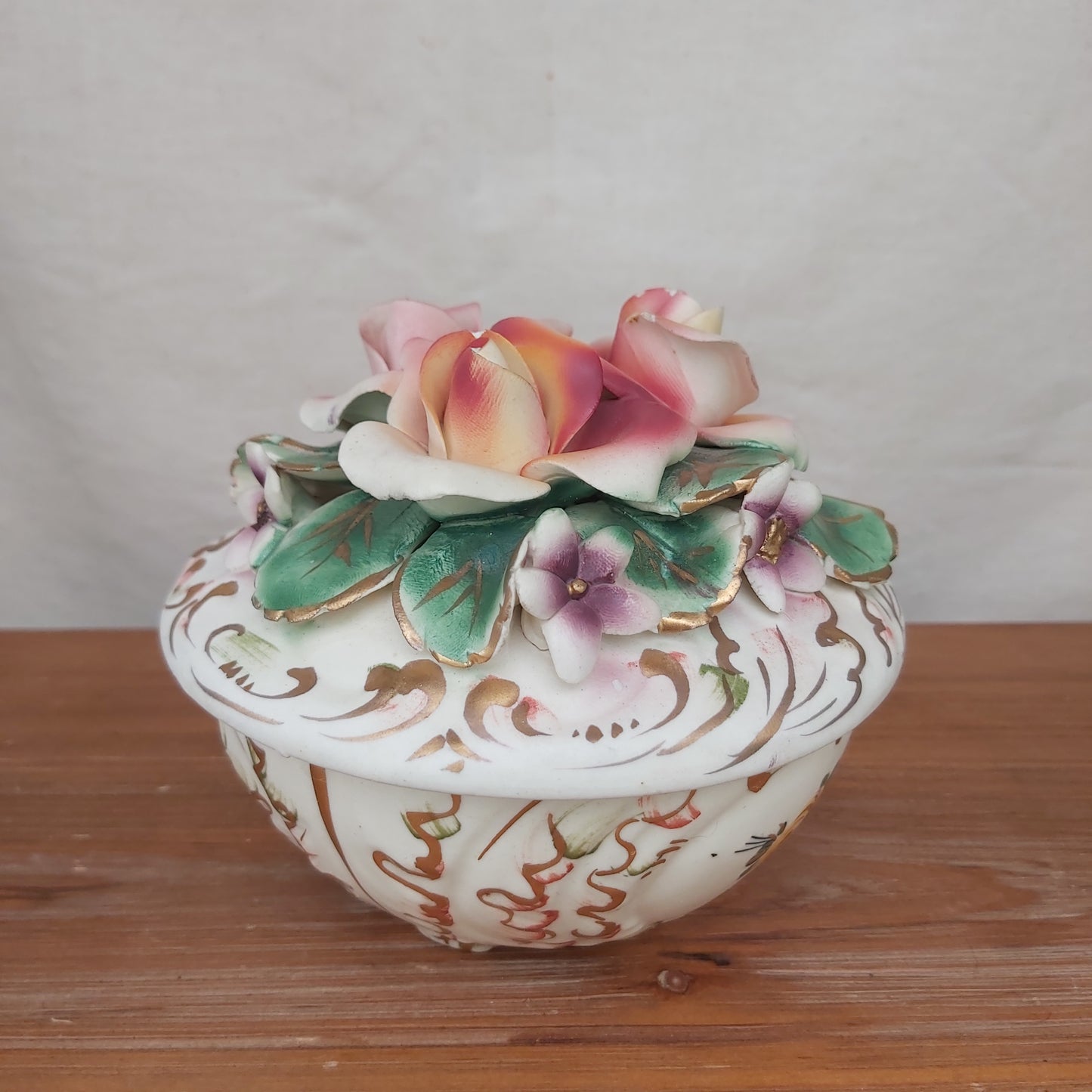 Capodimonte Style Floral Italian Trinket Box